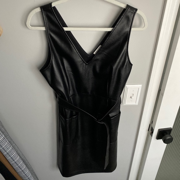 Black Faux Leather Dress - Picture 1 of 3